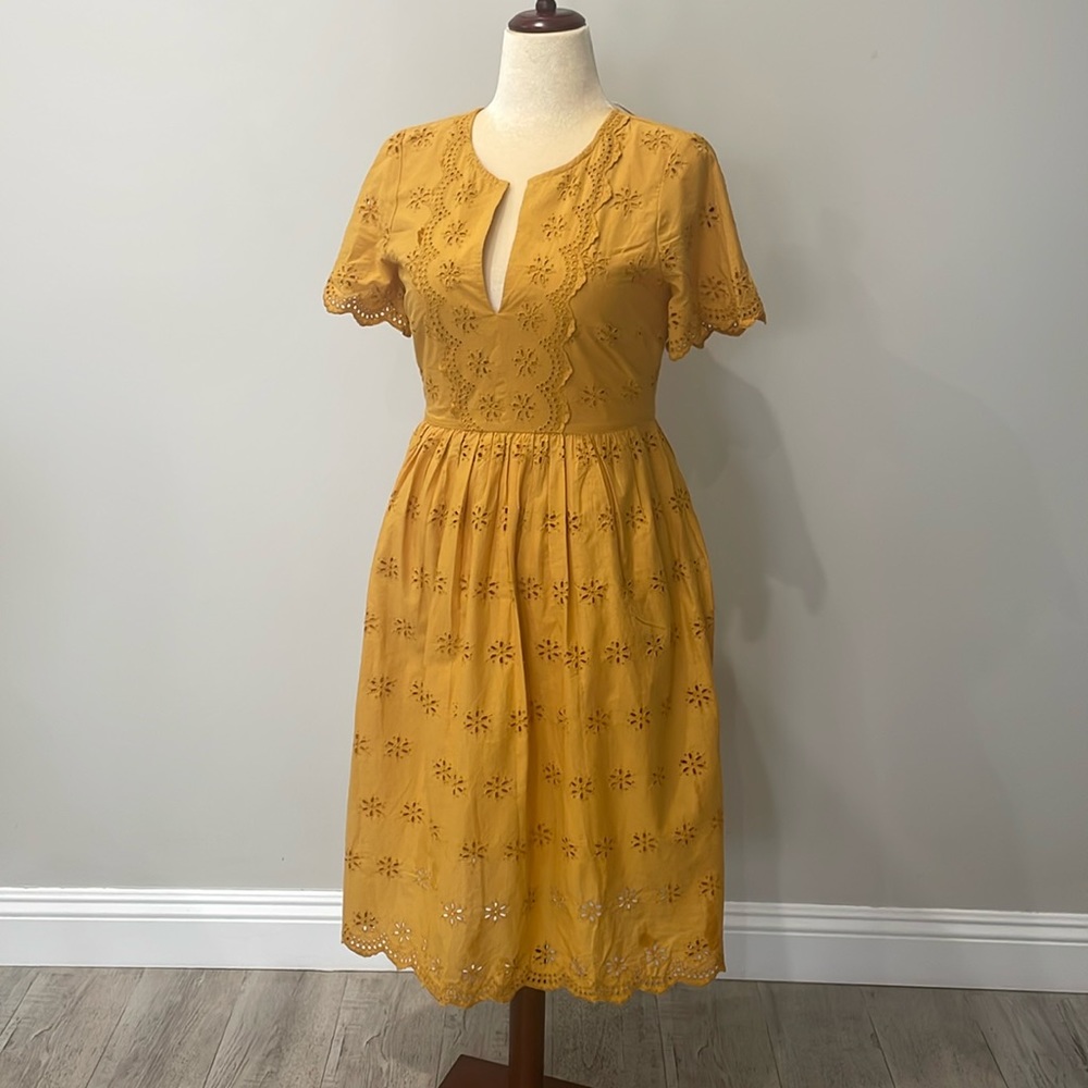 Madewell yellow scallop dress